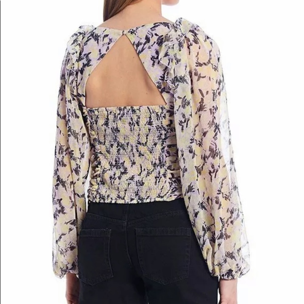 Free People Mabel Printed Blouse Lilac Combo NWT